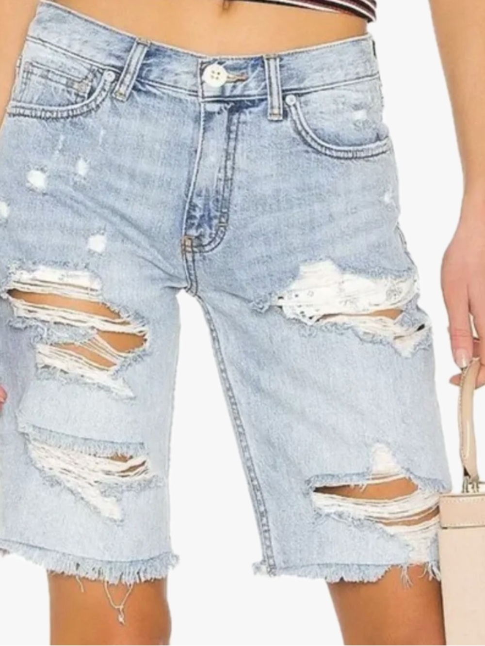 NEW Free People Caroline Denim Shorts Size 27 High Rise Raw Hem Cutoff